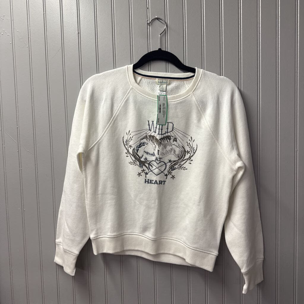 SUNDANCE,WILD HRT CREWNECK SWEATER,WHT,S