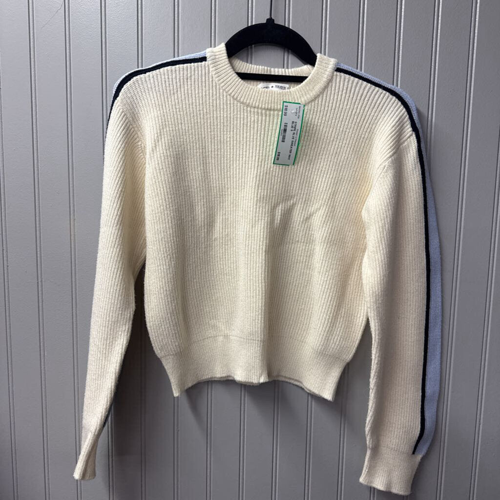 ACTIVE LIFE,STRIPE SLVE SWEATER,WHT BLUE,S