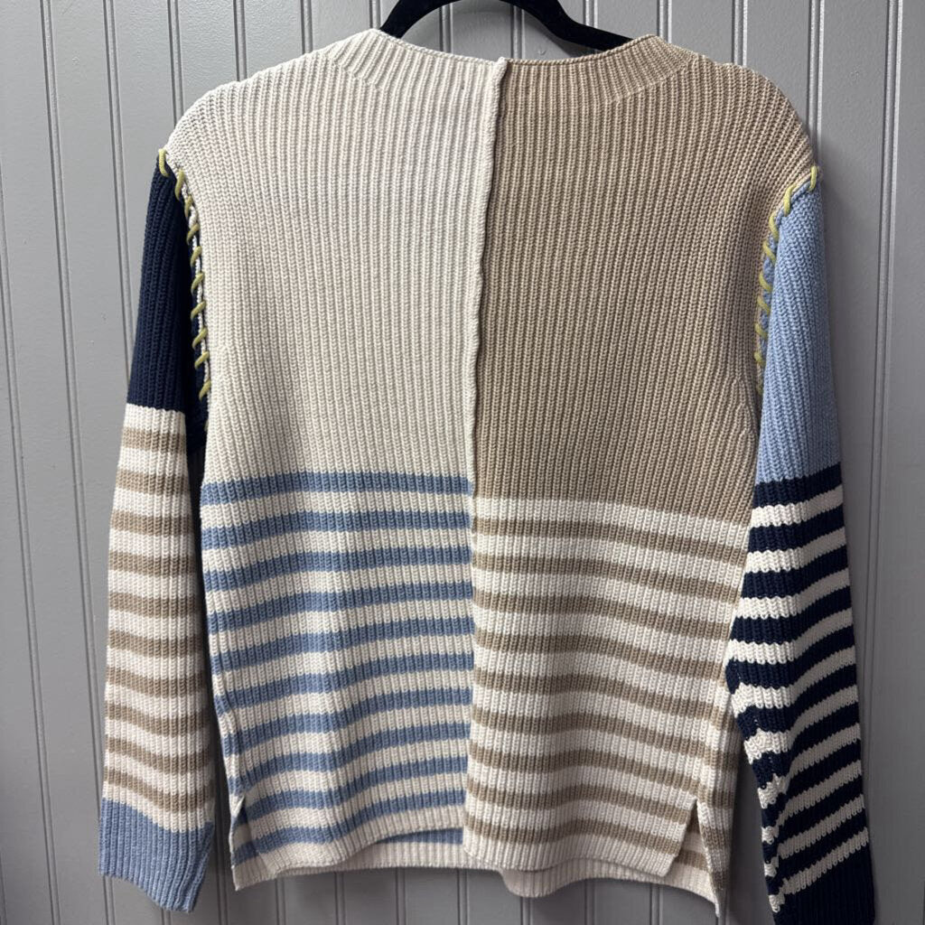 TRIBAL,STRIPE SWEATER,WHT BLUE,PS