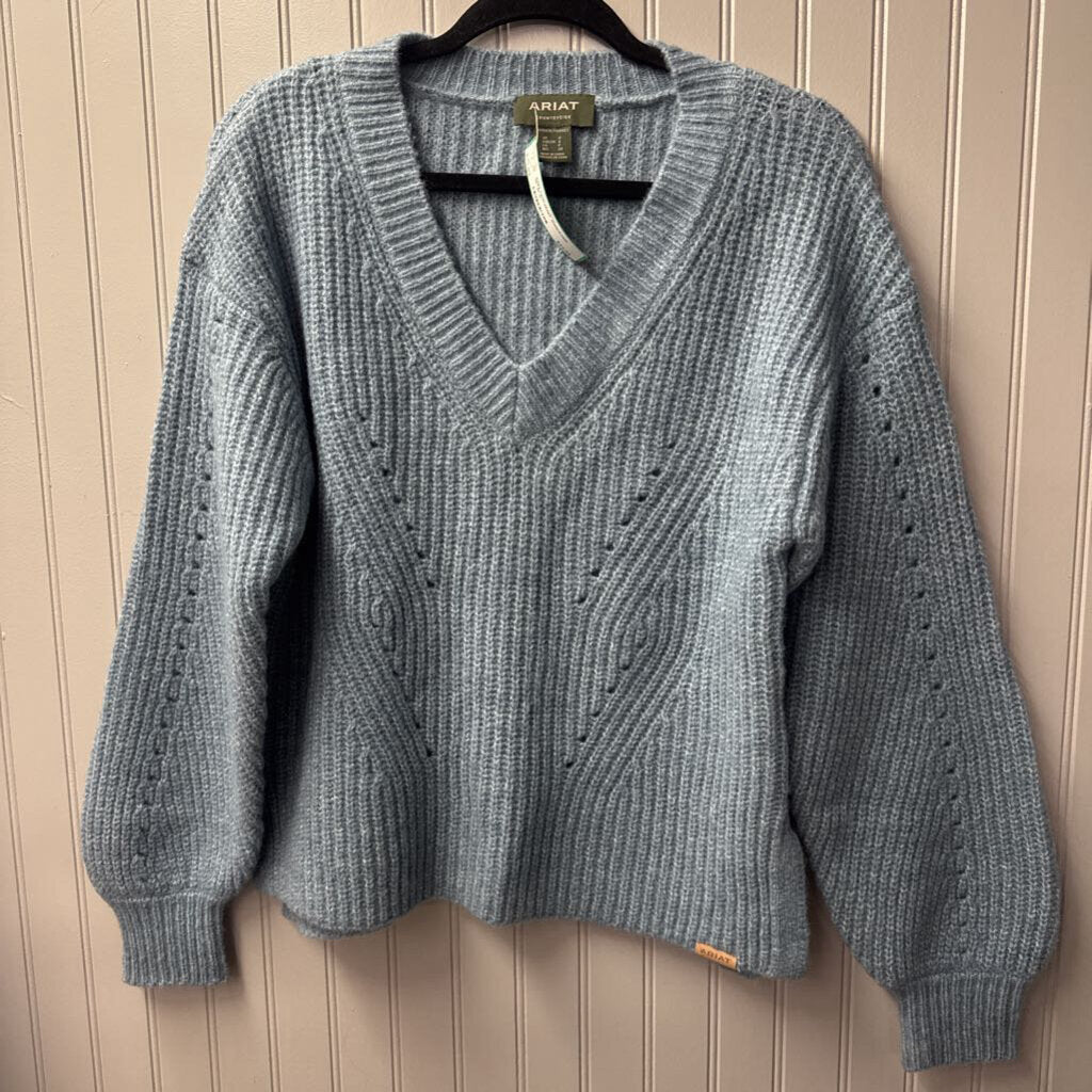 ARIAT,KNIT HORSEBIT SWEATER,BLUE,S