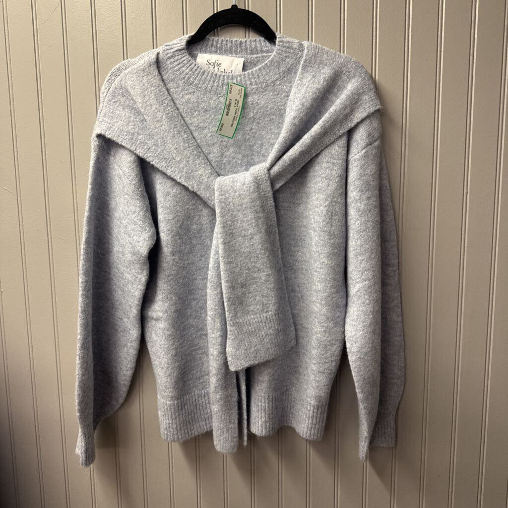 SOFIE THE LABEL,WRAP OVER SWEATER,BLUE,S