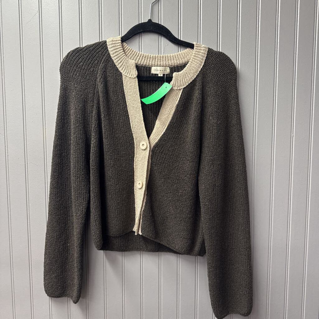 PROMESA,BUTTON CARD SWEATER ,BRN TAN,S