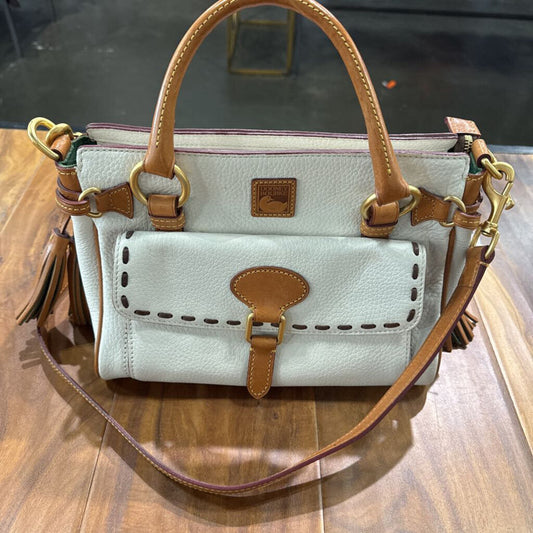 DOONEY & BOURKE,DB LEATHER HANDBAG,BR/WH