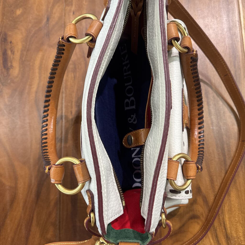 DOONEY & BOURKE,DB LEATHER HANDBAG,BR/WH