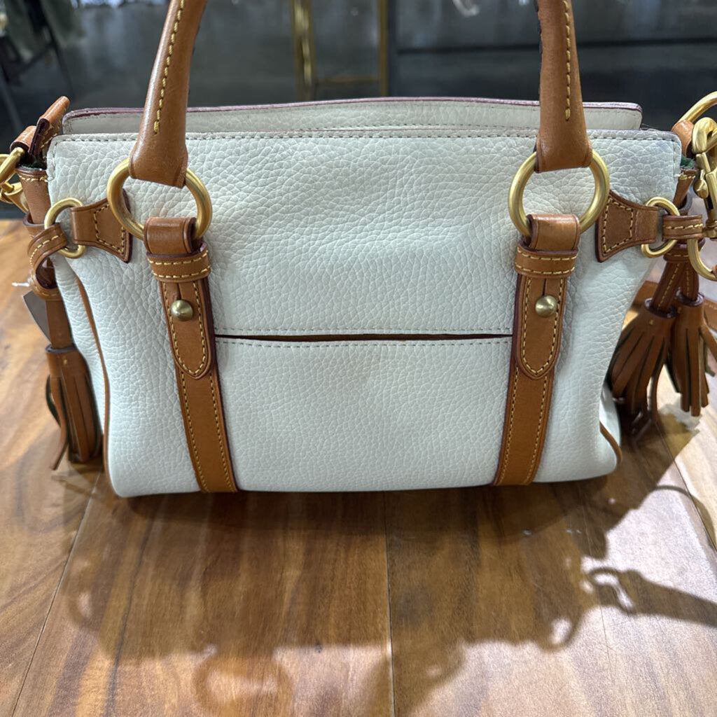 DOONEY & BOURKE,DB LEATHER HANDBAG,BR/WH