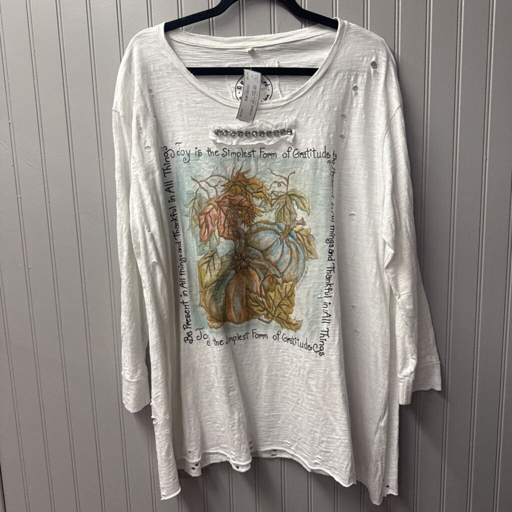 A RARE BIRD,ARB GRATITUDE JEWELED TOP ,WHT ,L/XL