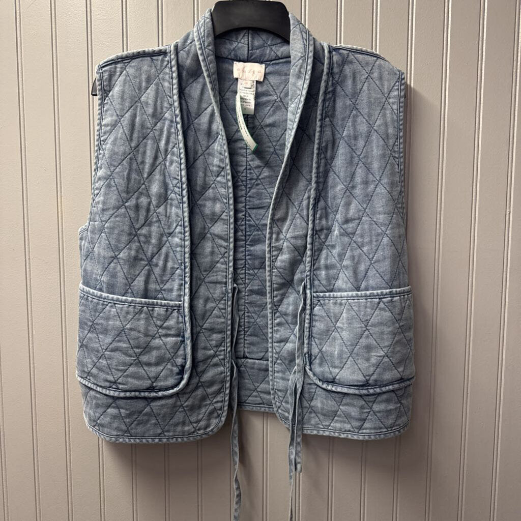 ENTRO,*QUILTED VEST,DENIM,S