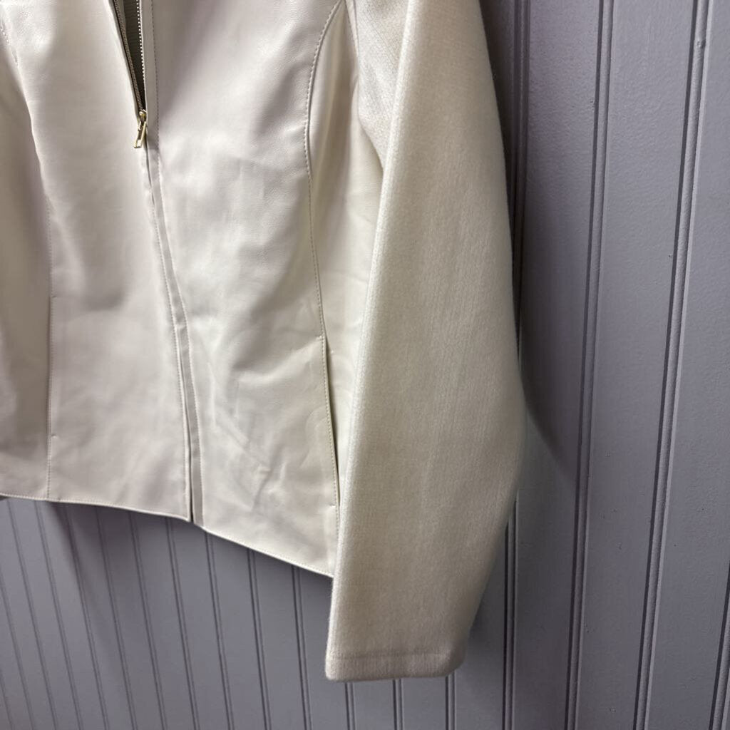 JACLYN SMITH,*ZIP JACKET W/ SWEATER SLEEVE ,OFF WHITE,M