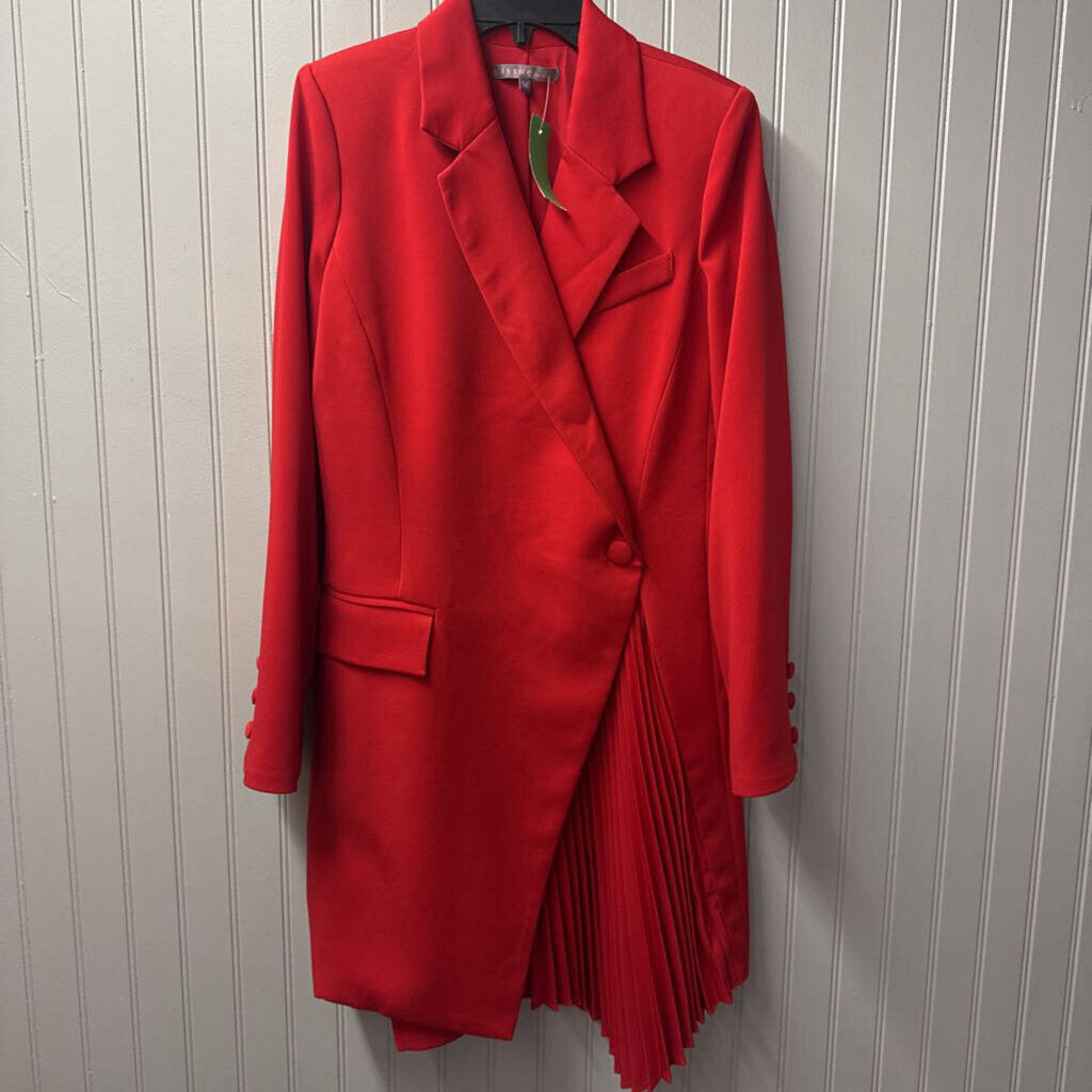 ISSUE,PLEATED JACKET DRESS,RED,M