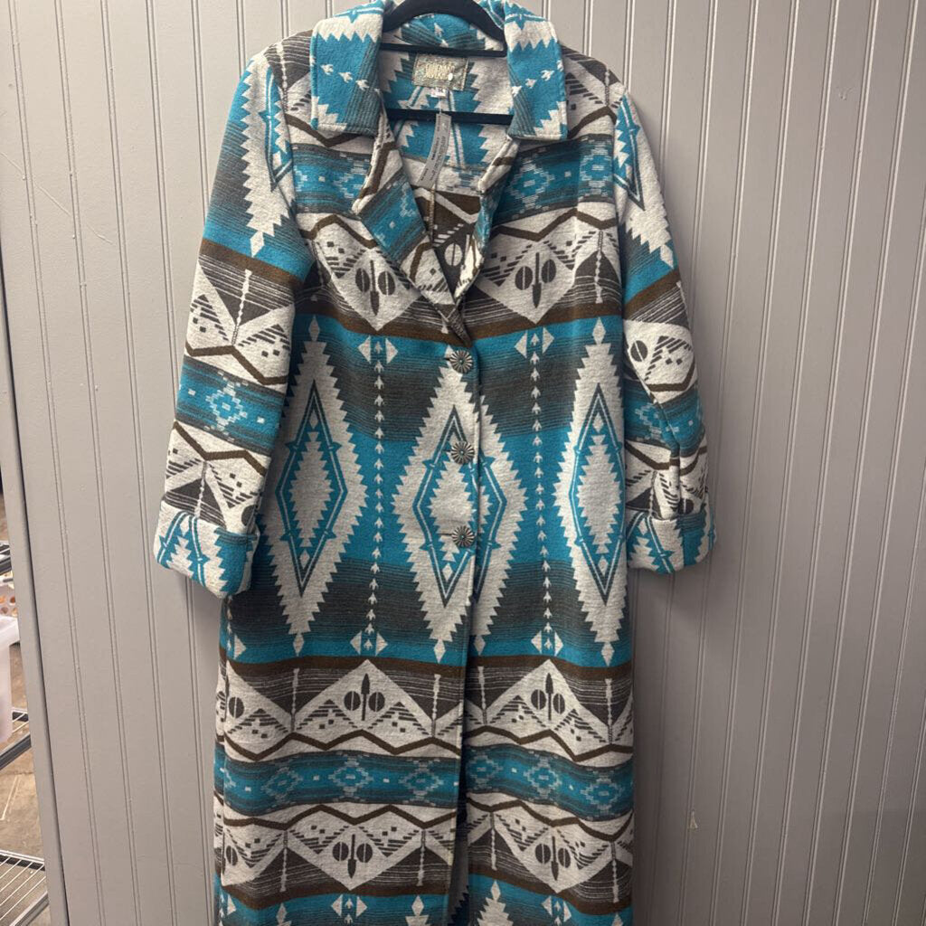 SILVERADO,AZTEC CECILIA COAT RETAIL $372,AQUA BRN GRY,M