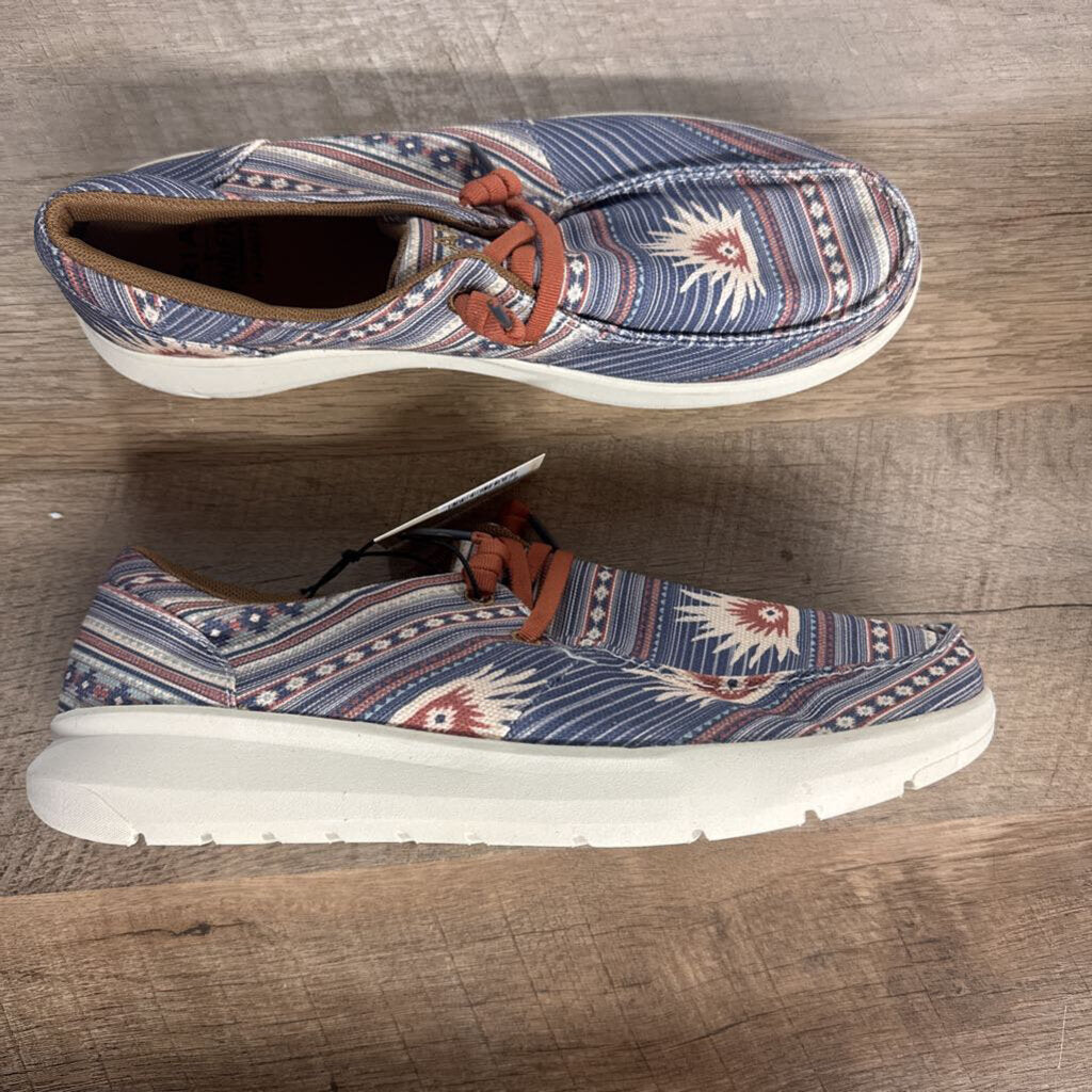 ARIAT,NEW AZTEC SHOE,IVORY BLUE ,8.5
