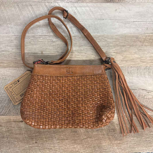 STS,NWT BRAIDED LEATHER CROSSBODY,BRN