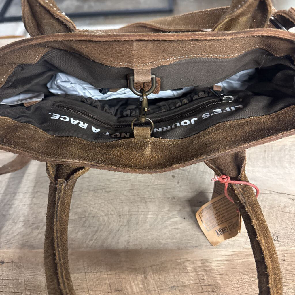 STS,NWT LEATHER HIDE CROSSBODY,BRN BLK WHT