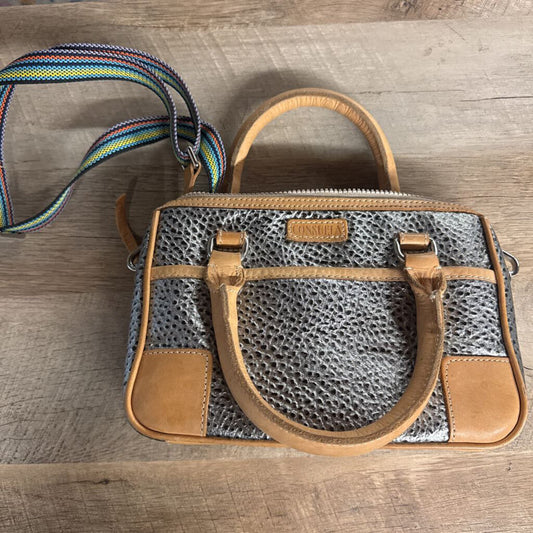 CONSUELA,CONSUELA TOMMY MINI TOTE RETAIL $225 SOLD OUT,GRY BLK CAMEL