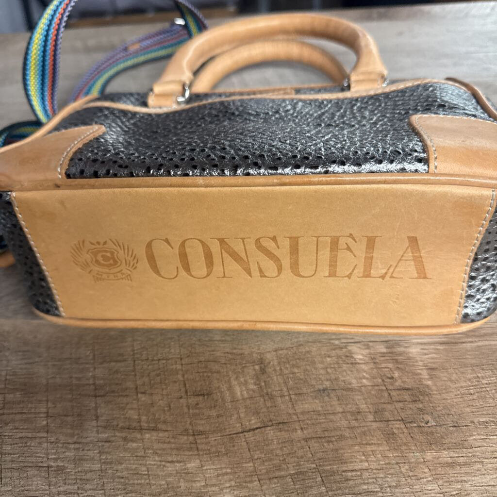 CONSUELA,CONSUELA TOMMY MINI TOTE RETAIL $225 SOLD OUT,GRY BLK CAMEL