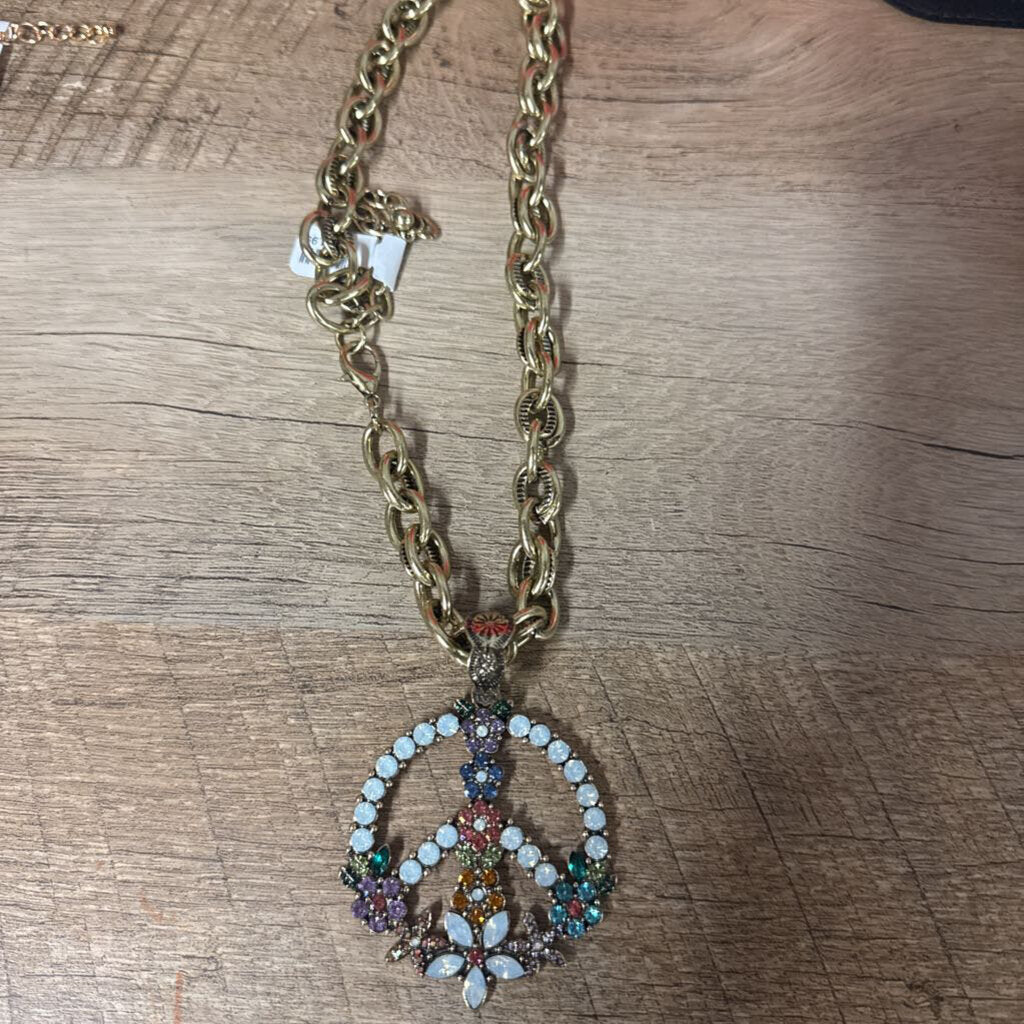 NO LABEL,PEACE NECKLACE,GOLD MULTI