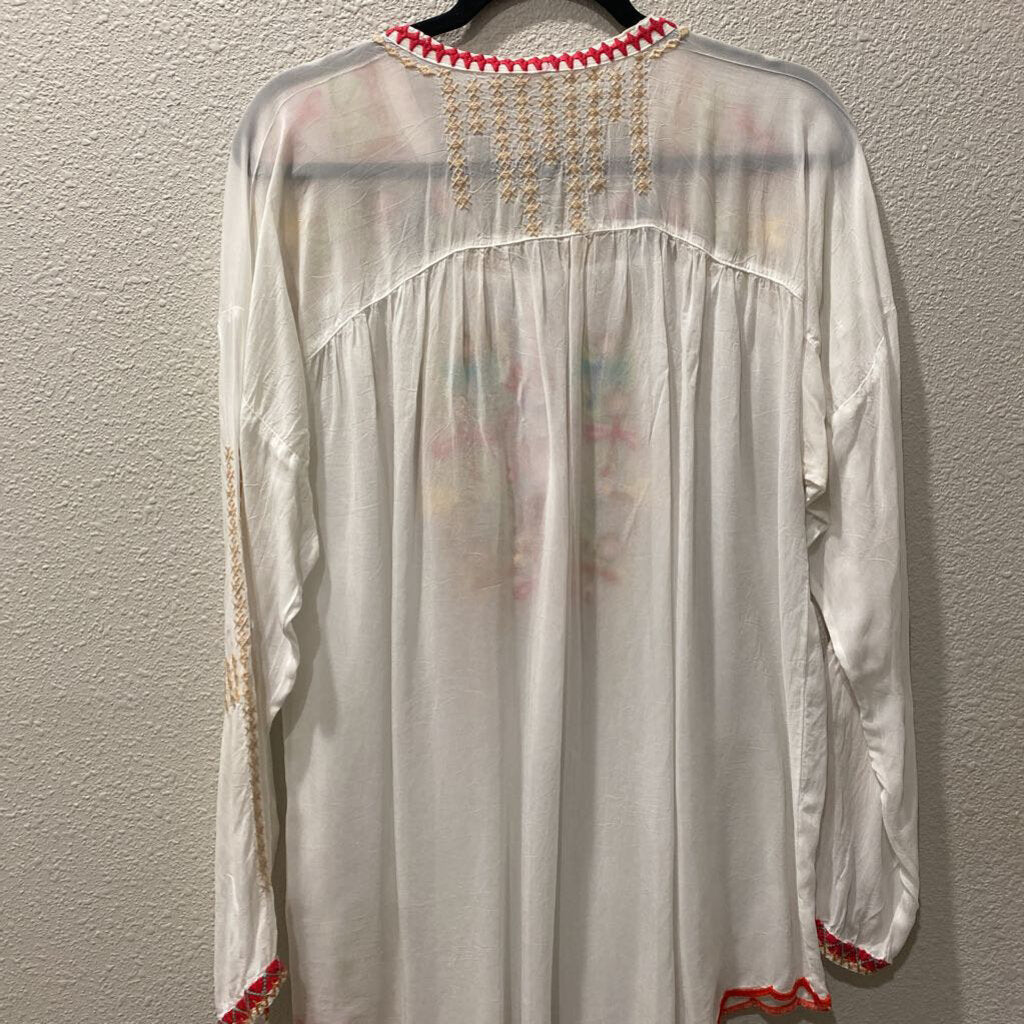 JOHNNY WAS,women,Designer,JWAS SILK LS,WHT/EMBR,L