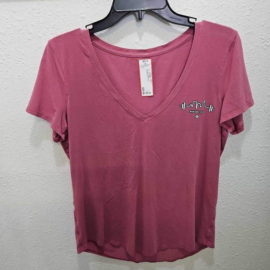 LULULEMON,LULU SHORT SLEEVE,ROSE PINK ,M